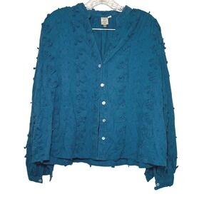 Anthropologie Seen Worn Kept blue button up blouse womens 4 preppy office career